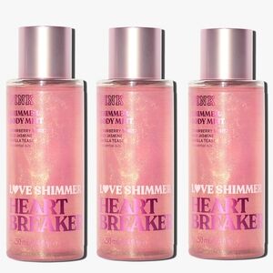 PINK Victoria's Secret Love Shimmer Heartbreaker Fragrance Mist Set of 3 NEW